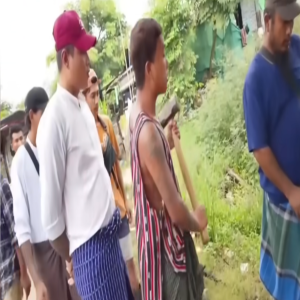 A young boy who was beaten with pusein from a quarrel between adults