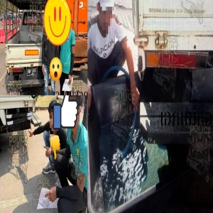 A Burmese car was arrested at the Thai border for carrying extra oil in a tank